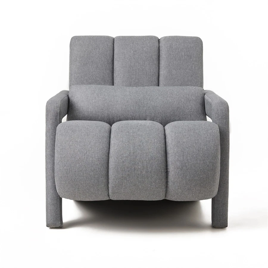 Sillón moderno silla de acento para sala de estar silla lateral tapizada con almohada gris Foto 4 de 4