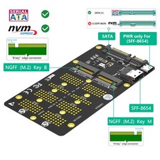 2-in-1 M.2 NGFF NVMe/SATA SSD to SFF-8654  SATA Adapter Card