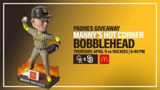 San Diego Padres Manny Machado Hot Corner Bobblehead Presale from Game 4/09/26