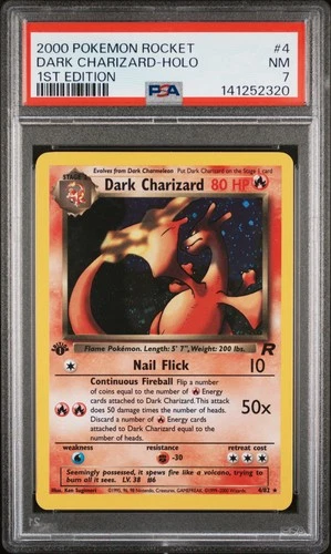 2000 POKEMON ROCKET 1ST ED #4 DARK CHARIZARD-HOLO PSA 7