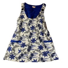 Lucca Romper Dress Womens Size Small Sweater Sleeveless Knit  Short Blue Flowers
