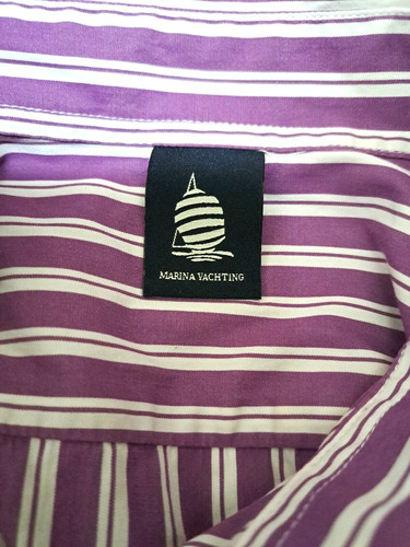 Purple Stripe Shirt Men's M Marina Yachting Logo L