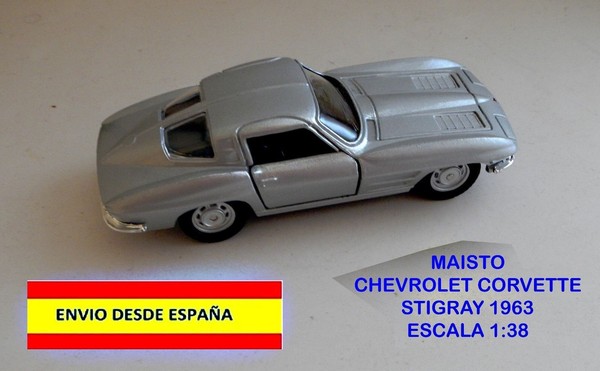 CORVETTE STINGRAY 1963 ESCALA 1:38 MAISTO MINIATURAS COCHES MAQUETAS DIORAMAS