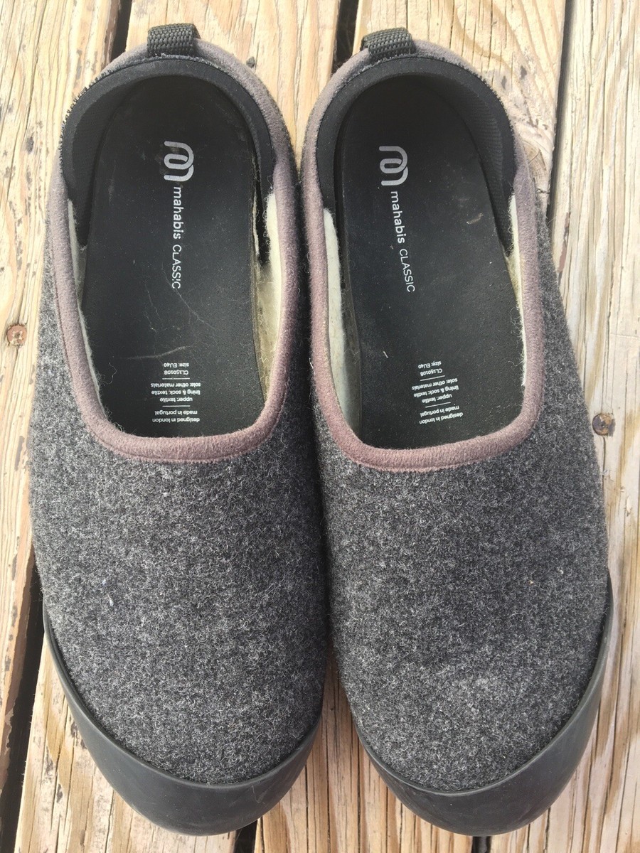 Mahabis Classic Slipper Shoe Gray Wool Removable Soles Slip  display picture 1
