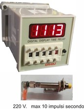 Contapezzi Programmabile.CONTA PEZZI,CONTAIMPULSI .V 220 con SENSORE induttivo
