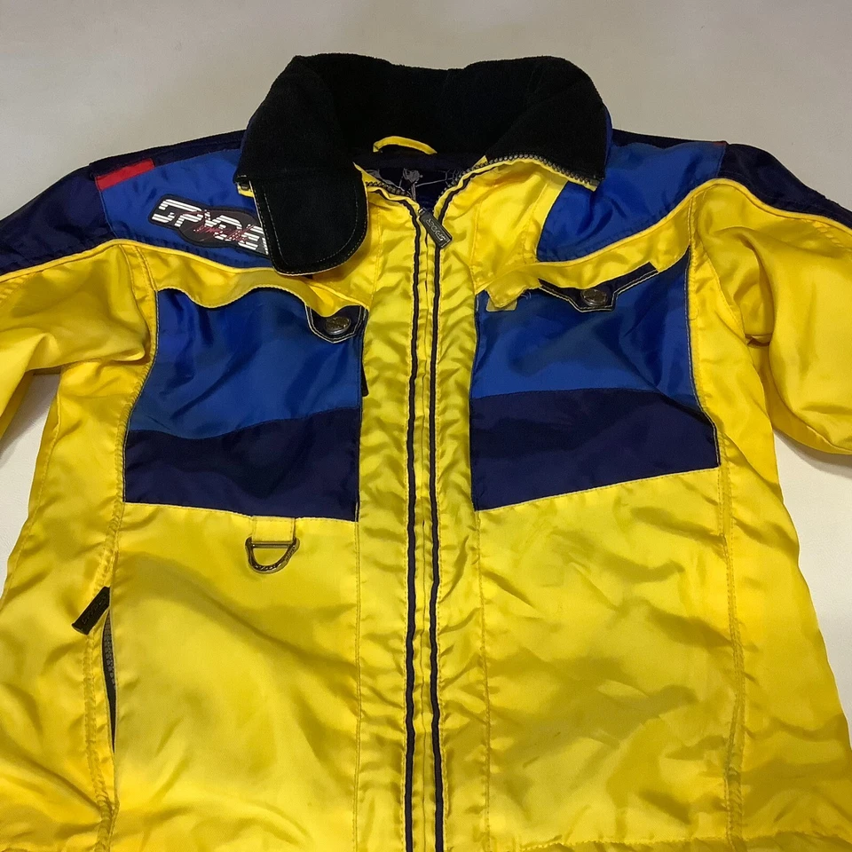 Kid's Vintage Spyder Tommy Moe Ski Jacket Size 10 Yellow Multicolor - Image 3 of 4