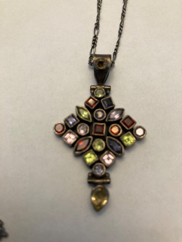 Vintage marked made Italy 925 silver and multi gemstone necklace 20" - Picture 10 of 14
