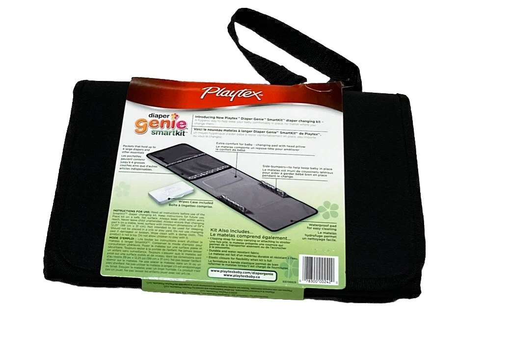 Playtex Genie SmartKit Baby Diaper Changing Pad New with Bumpers Black Fold-up