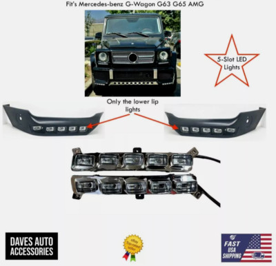 Aftermarket 4x4 B-Style Front Bumper 5-Slot Lower Lip LED Lights For G63 G65 AMG