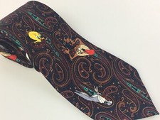 Looney Tunes Men's Neck Tie Bug's Bunny, Tweetie Bird, Tazmanian Devil
