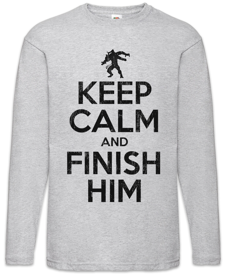 ALTRA T shirt uomo maniche lunghe Keep Calm And Finish Him Mortal Fun Raiden Kombat