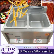 Commercial Countertop 2 Gas Fryer Deep Fryer Propane(LPG) Stainless Steel 12L US