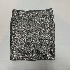 NWT Cache Women s 2 Silver Sequin Mini Pencil Skirt Vintage Y2K