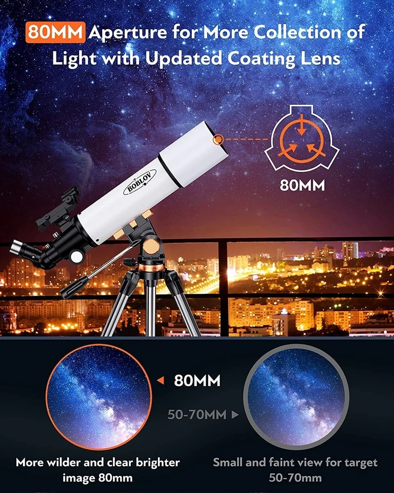 BOBLOV Telescopes for Adult Kids, Astronomical Refractor Stainless Steel Tripod - Image 4 of 4