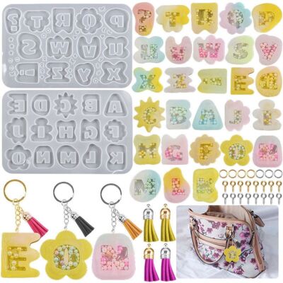 Epoxidharz Formen Set Resin Gießharz Silikonform Mold Buchstaben Schmuck Armband