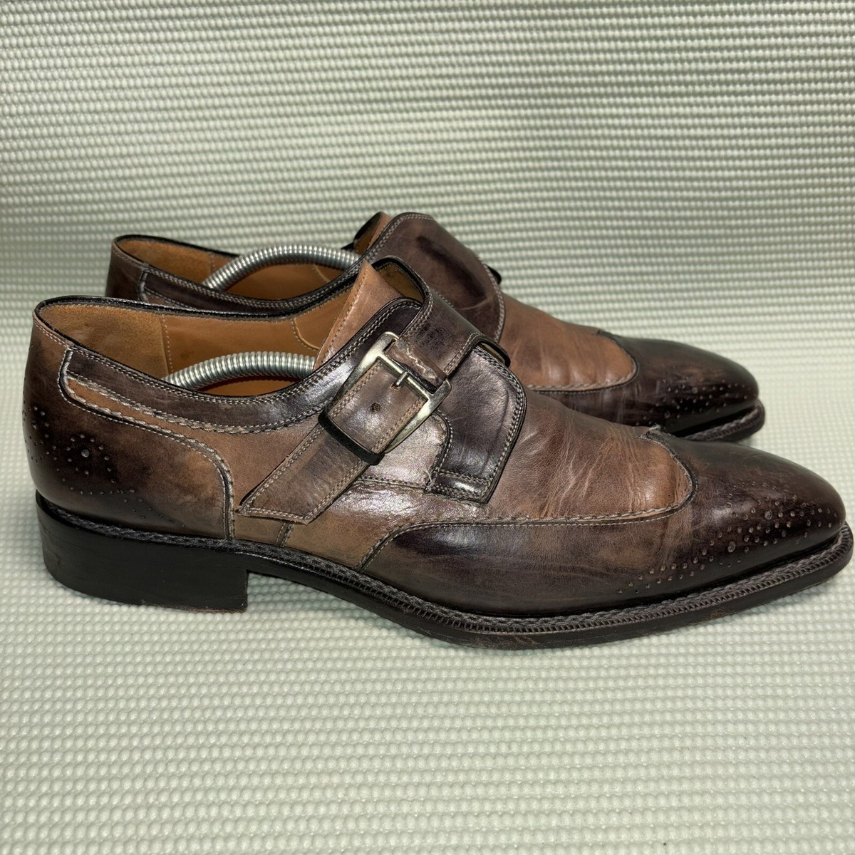 Mezlan Mosca Wingtip Loafer Monkstrap Shoes Genuine Antique  display picture 3