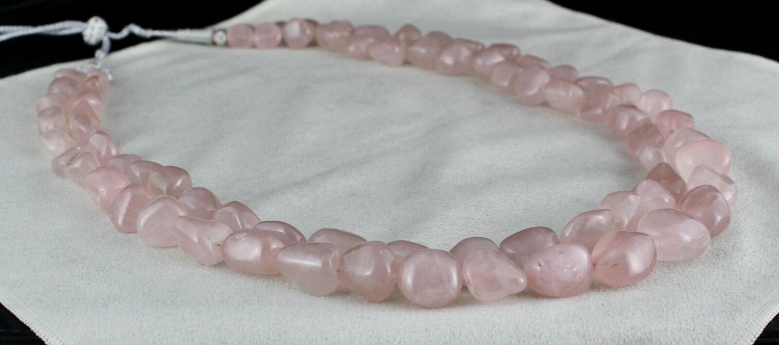 Natural Rose Quartz Beaded Necklace 2 Line 1109 Carats Nuggets Gemstone