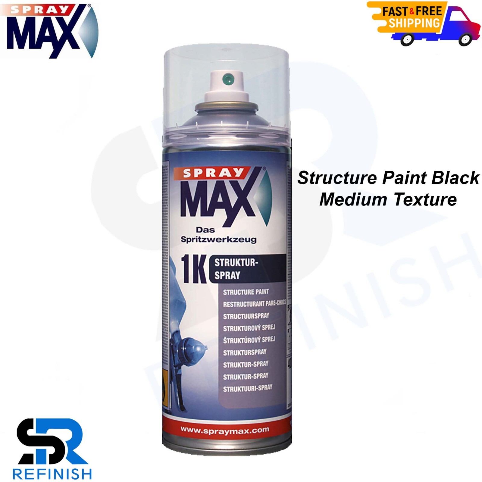 SPRAYMAX680180400MLAEROSOLSPRAY1KStructurePaintBLACKMEDIUMTexture