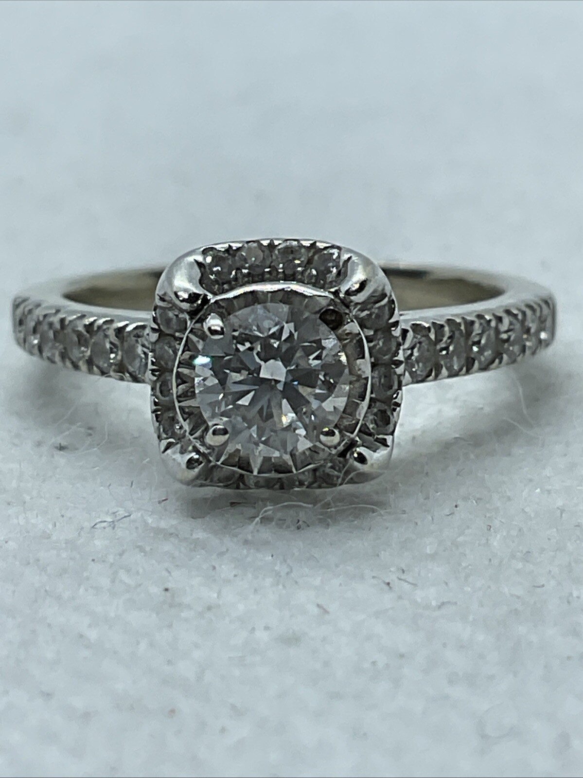 CUTE Solid 14K White Gold Solitaire Round & Accen… - image 5