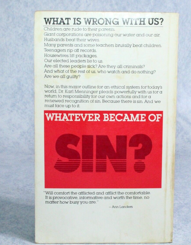 Whatever Became Of Sin? - Karl Menninger (1978, Paperback) First Bantam Edition - Foto 5 di 7