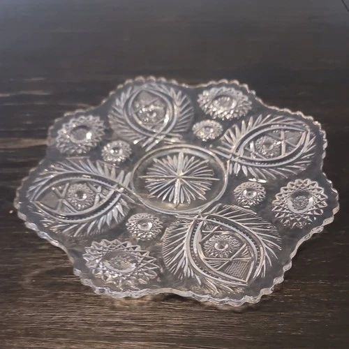 Vintage Jeannette 10 Inch Depression Glass Clear Cut Crystal Dish