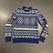 Polo Ralph Lauren Sweater Boys XL Small Blue White Wool Blend Fair Isle Nordic
