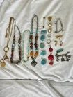 Vintage Costume Jewelry Mixed Lot 24 Pieces Including Coral Buddha Fu Dog