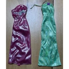 2 Vintage Barbie Doll Dresses. Clothing. 1 green 1 pink. Evening gowns.