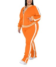 Womens Plus Size 2 Piece Tracksuits Outfit Long Sleeve Jacket Skinny Sweatpan...