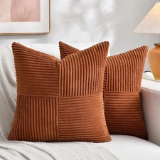 2 Packs Rust Boho Decorative Throw Pillow Covers 18x18 Inch for Couch Bed Sof...