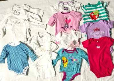 Baby 0-3 months Clothes lot 14 pieces onsies shirt infant carters gerber disney
