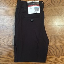 Van Heusen Boys 5 Stretch Flat Front Black Dress Pants Waist 22 Inseam 18.5