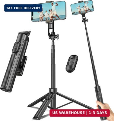 Selfie Stick Travel Tripod for Cell Phone with Remote Control and Phone Holder,