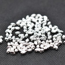50 Beads - GemDuo Mini 4x6mm Two Hole - Silver Plated - Czech Glass