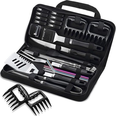 27pcs Stainless Steel BBQ Grill Tool Set W/ Portable Carry Bag BBQ Utensils New