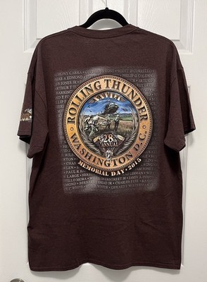 Rolling Thunder T Shirt Memorial Day 2015 Washington DC POW MIA Size XL Brown
