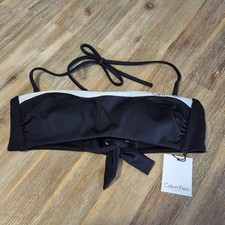 Image of Calvin Klein Bandeau Bikini Top Size X-small Black White Padded New
