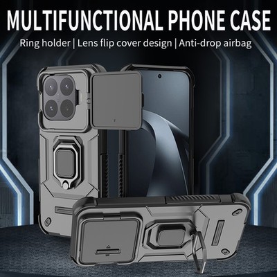 For Xiaomi 17T, Slide Camera Cover Hybrid Armor Magnetic Ring KickStand Case