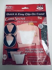 Cami Secret Clip-On Camisole Set of 6 2 Packs Black Beige White One Size New