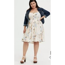 Torrid floral challis high low skater dress sleeveless v neck smocked plus 1X