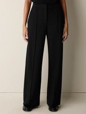 EILEEN FISHER Washable Flex Ponte Pintuck Wide Trouser BLACK