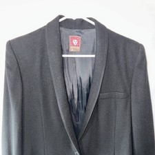 Vintage Anne Klein 100 Wool Blazer Black Size 10 Single Button