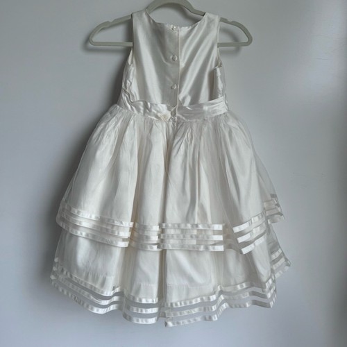 Janie & Jack Special Occasion Dress 100% Silk Sz 7 Tulle Cream Flower Formal - Picture 12 of 12