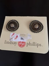 Lindsay Phillips™ Interchangeable Shoe Snaps MONIKA Round BLACK Gold Amber