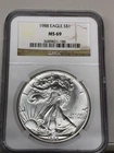 1988 $1 American Silver Eagle NGC MS69 Brown Label