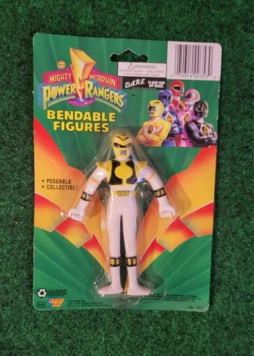 Vintage Power Rangers Action Figure White Ranger Bendable Gordy Toy 1990s