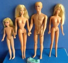 4 VINTAGE MALIBU BARBIE FAMILY DOLLS- KEN, BARBIE, PJ, AND SKIPPER- 70s MATTEL