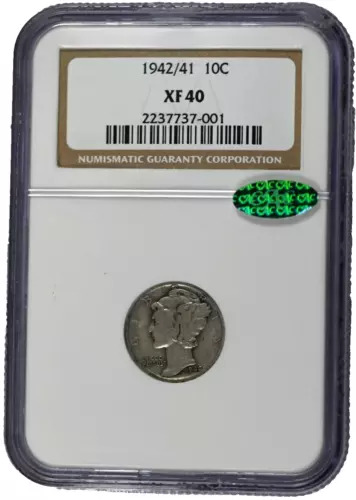 1942/41 NGC XF40 Mercury Dime with CAC Label