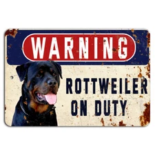 WARNING Rottweiler On Duty Rustic Sign for Dog Lovers and Pet Owners
