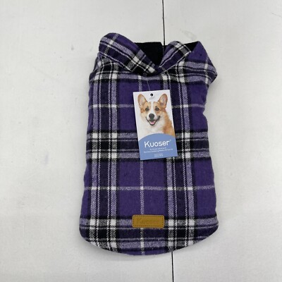 Kuoser Purple Plaid Reversible Dog Coat Size XS New